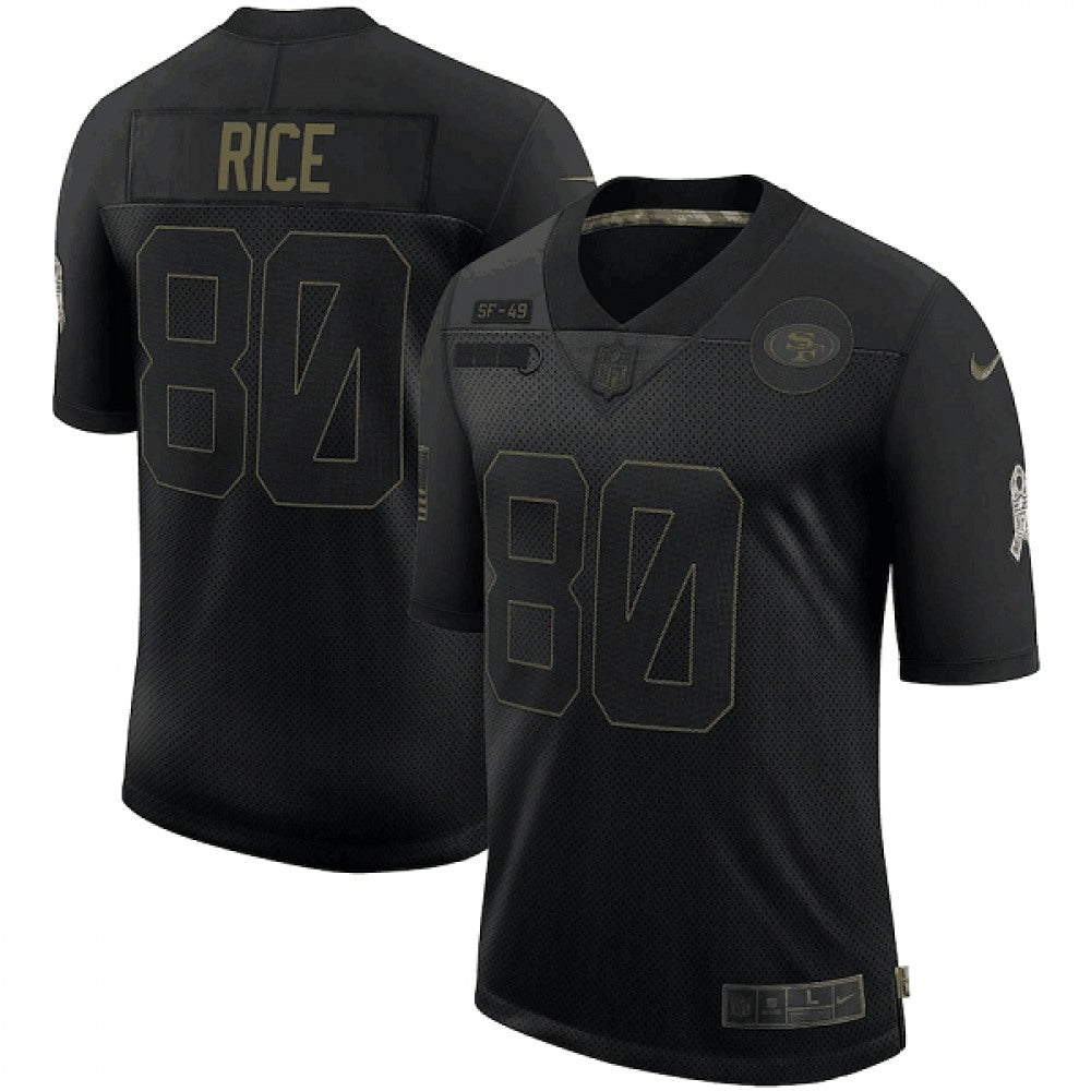 Men's San Francisco 49ers #80 Jerry Rice 2020 Black Salute To Service Limited Stitched Jersey 