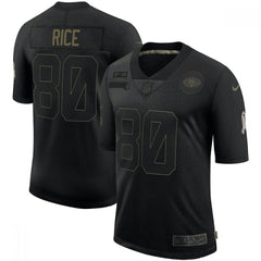 Men's San Francisco 49ers #80 Jerry Rice 2020 Black Salute To Service Limited Stitched Jersey 