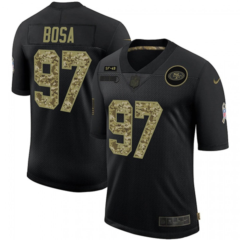 Men's San Francisco 49ers #97 Nick Bosa 2020 Black Camo Salute To Service Limited Stitched Jersey 