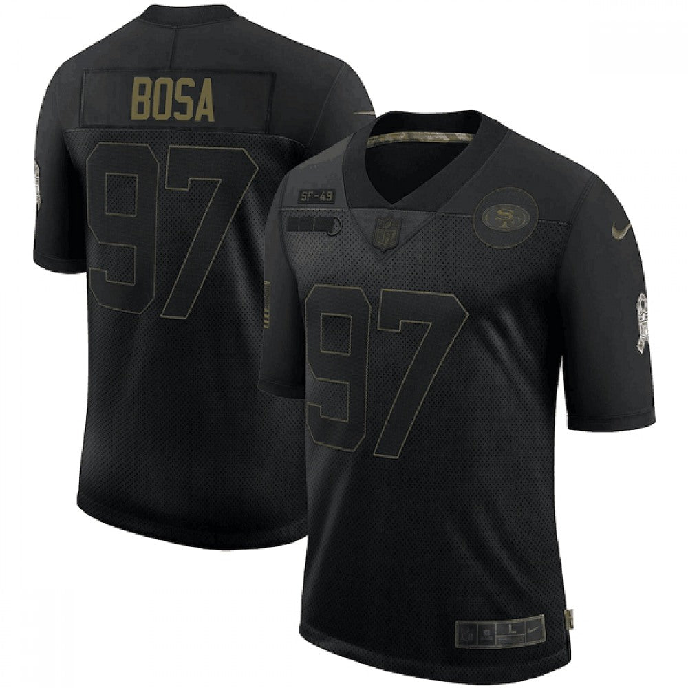 Men's San Francisco 49ers #97 Nick Bosa 2020 Black Salute To Service Limited Stitched Jersey 