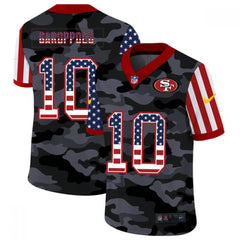 Men's San Francisco 49ers #10 Jimmy Garoppolo 2020 Camo USA Flag Limited Stitched Jersey 