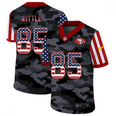 Men's San Francisco 49ers #85 George Kittle 2020 Camo USA Flag Limited Stitched Jersey 