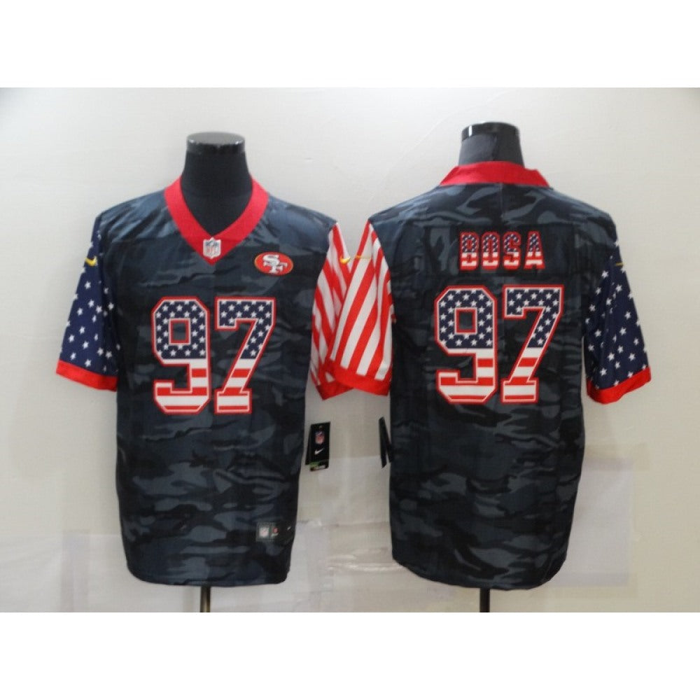 Men's San Francisco 49ers #97 Nick Bosa 2020 Camo USA Flag Limited Stitched Jersey 