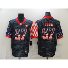 Men's San Francisco 49ers #97 Nick Bosa 2020 Camo USA Flag Limited Stitched Jersey 