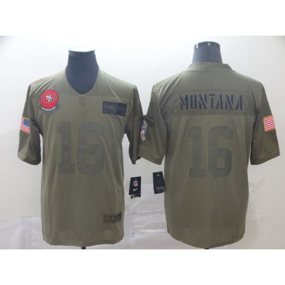 Men's San Francisco 49ers #16 Joe Montana 2019 Camo Salute To Service Limited Stitched NFL Jersey 
