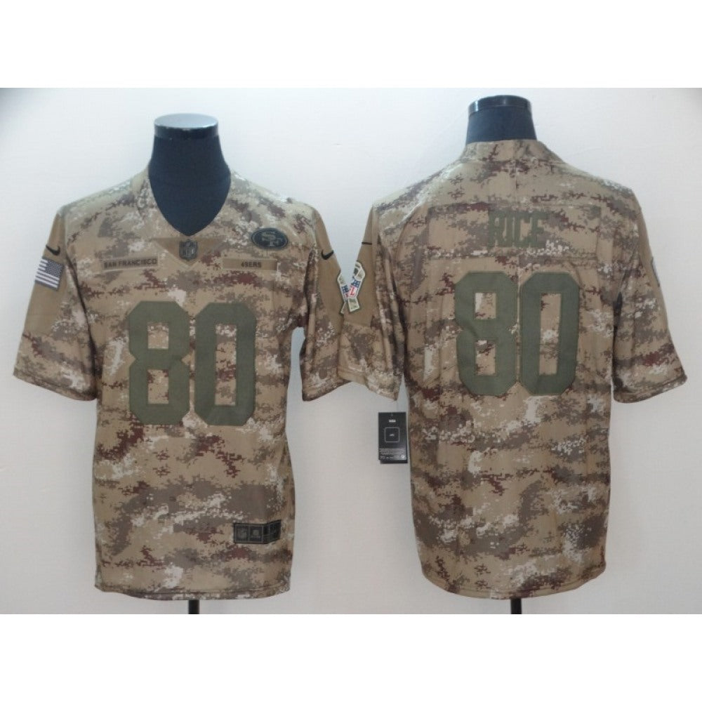Men's San Francisco 49ers #80 Jerry Rice 2018 Camo Salute To Service Limited Stitched NFL Jersey 