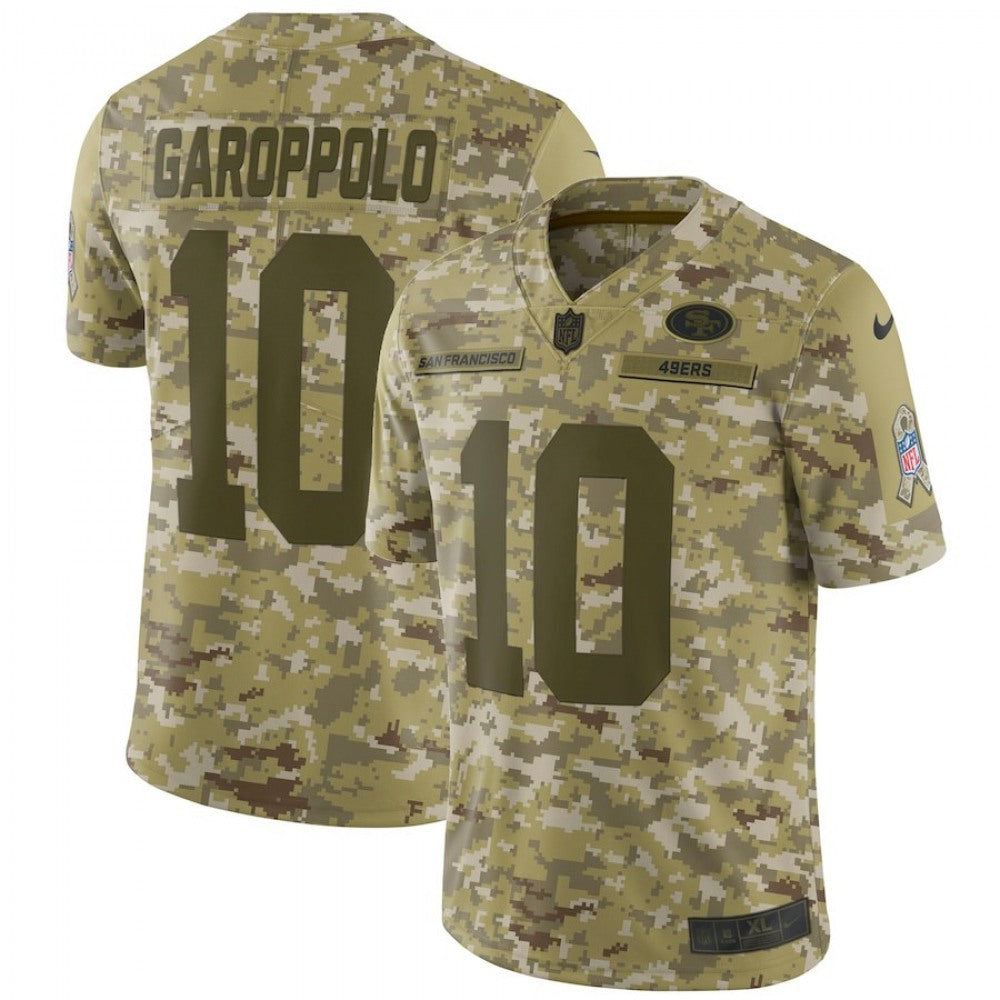 Men's San Francisco 49ers #10 Jimmy Garoppolo 2018 Camo Salute to Service Limited Stitched NFL Jersey 