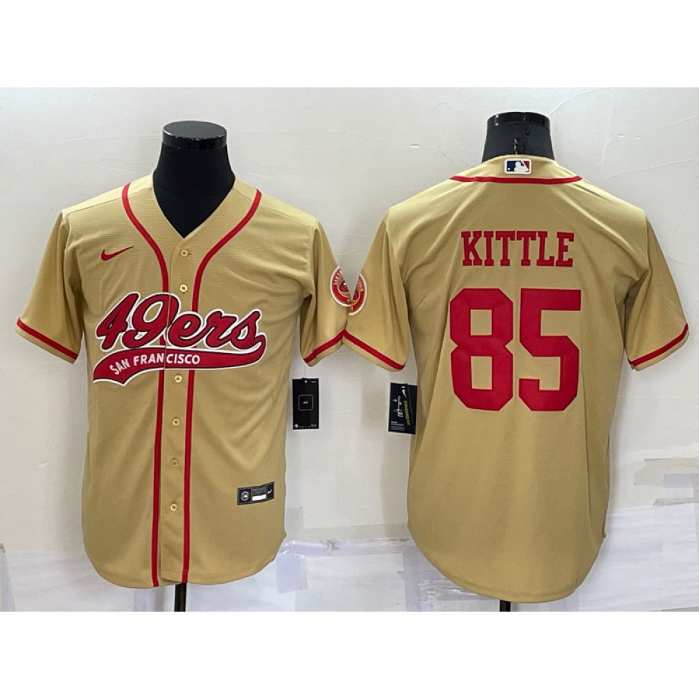 Men's San Francisco 49ers #85 George Kittle Gold Cool Base Stitched Baseball Jersey 