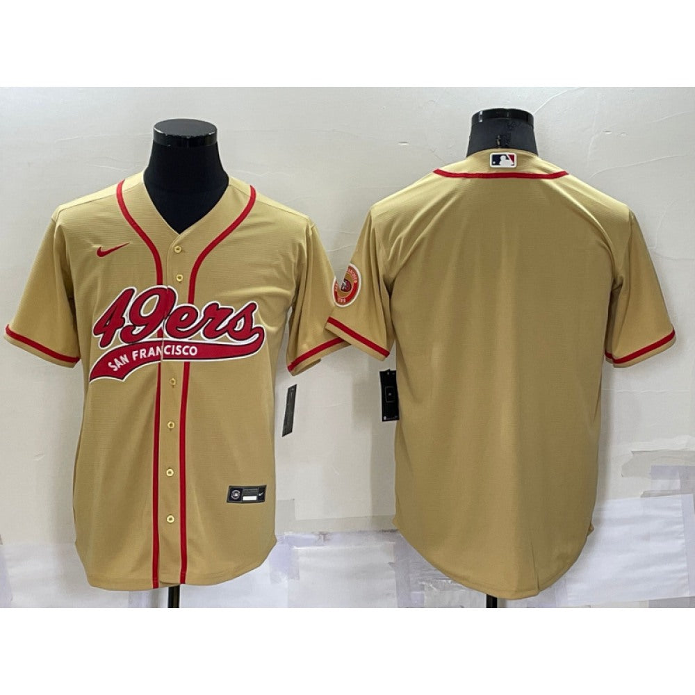 Men's San Francisco 49ers Blank Gold Cool Base Stitched Baseball Jersey 
