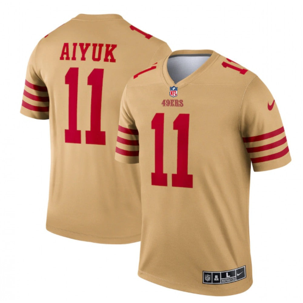 Men's San Francisco 49ers #11 Brandon Aiyuk 2022 New Gold Inverted Legend Stitched Football Jersey 