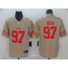 Men's San Francisco 49ers #97 Nick Bosa Gold Inverted Legend Stitched NFL Jersey 