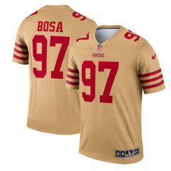 Men's San Francisco 49ers #97 Nick Bosa 2022 New Gold Inverted Legend Stitched Football Jersey 