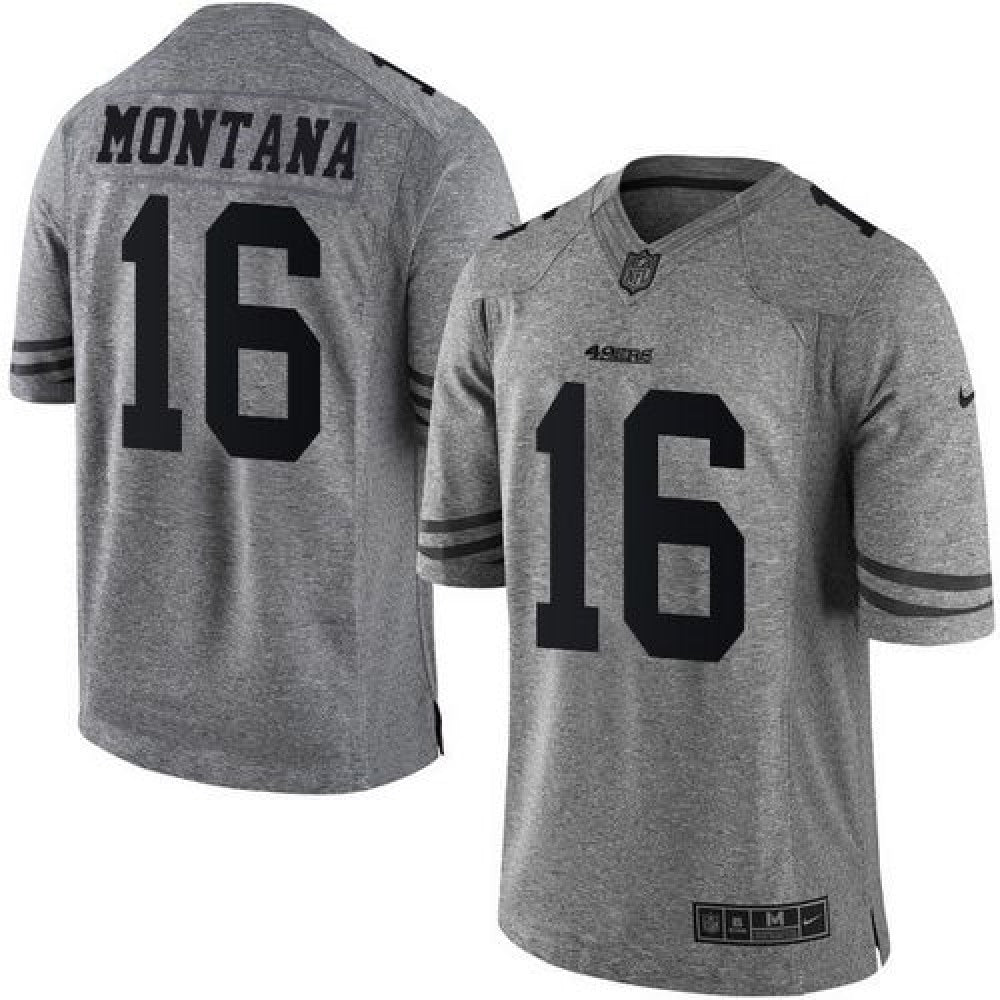 49ers #16 Joe Montana Gray Men's Stitched NFL Limited Gridiron Gray Jersey 