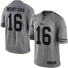 49ers #16 Joe Montana Gray Men's Stitched NFL Limited Gridiron Gray Jersey 