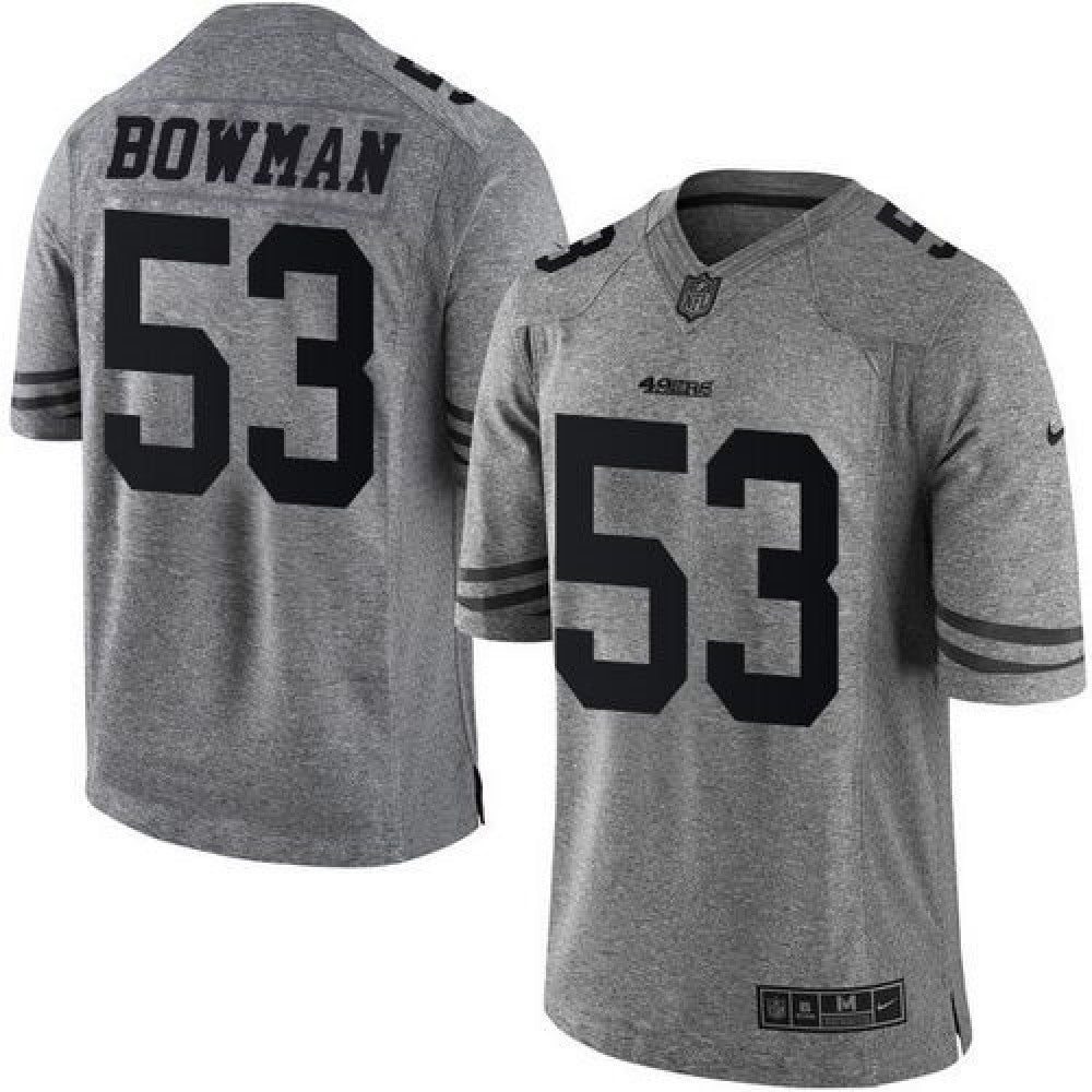 49ers #53 NaVorro Bowman Gray Men's Stitched NFL Limited Gridiron Gray Jersey 
