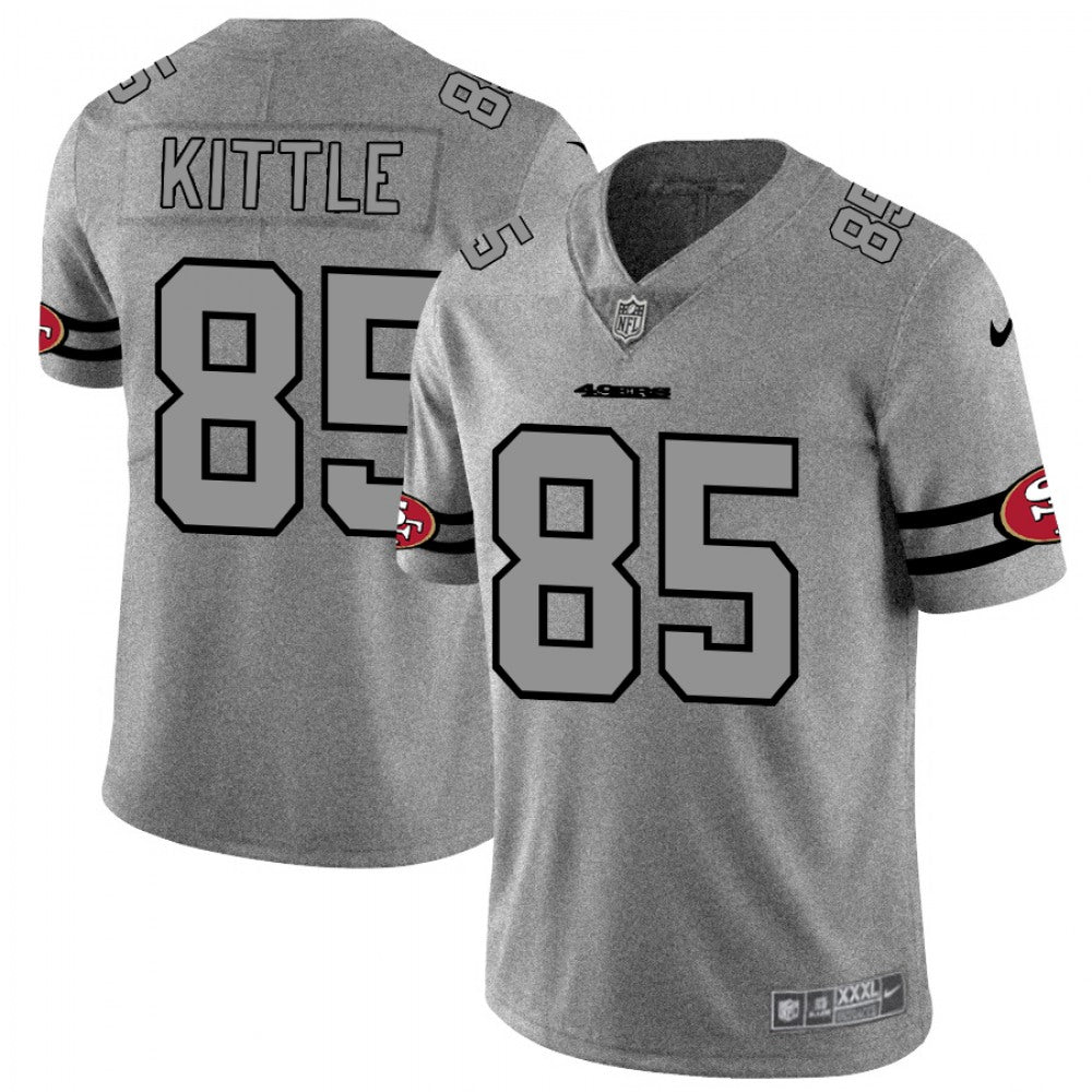 Men's San Francisco 49ers #85 George Kittle 2019 Gray Gridiron Team Logo Limited Stitched NFL Jersey 