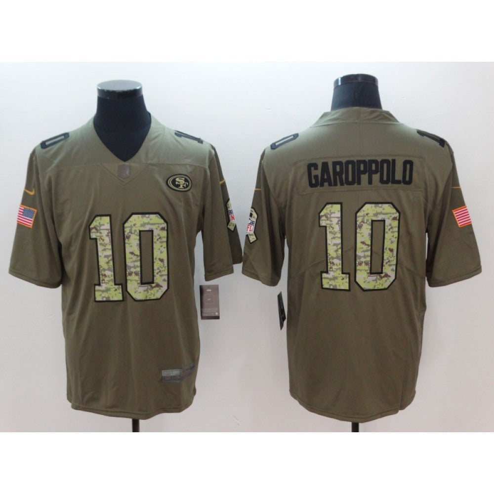Men's San Francisco 49ers #10 Jimmy Garoppolo Green Camo Salute To Service Limited Stitched NFL Jersey 