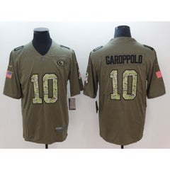Men's San Francisco 49ers #10 Jimmy Garoppolo Green Camo Salute To Service Limited Stitched NFL Jersey 