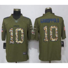 Men's San Francisco 49ers #10 Jimmy Garoppolo Green Salute To Service Limited Stitched NFL Jersey 