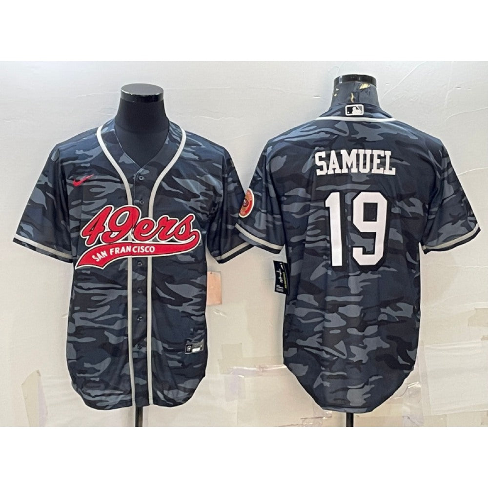 Men's San Francisco 49ers #19 Deebo Samuel Grey Camo With Patch Cool Base Stitched Baseball Jersey 