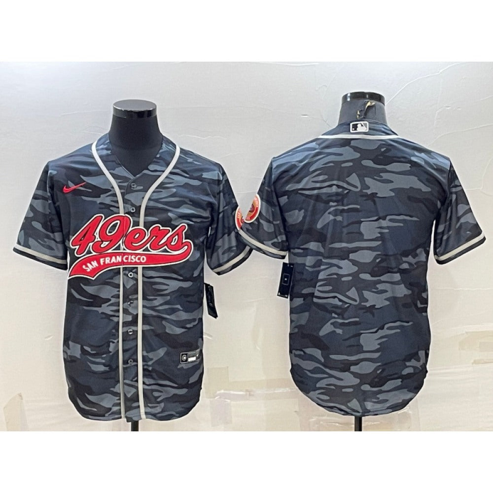 Men's San Francisco 49ers Blank Grey Camo With Patch Cool Base Stitched Baseball Jersey 