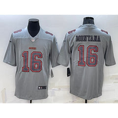 Men's San Francisco 49ers #16 Joe Montana Grey Atmosphere Fashion Stitched Jersey 
