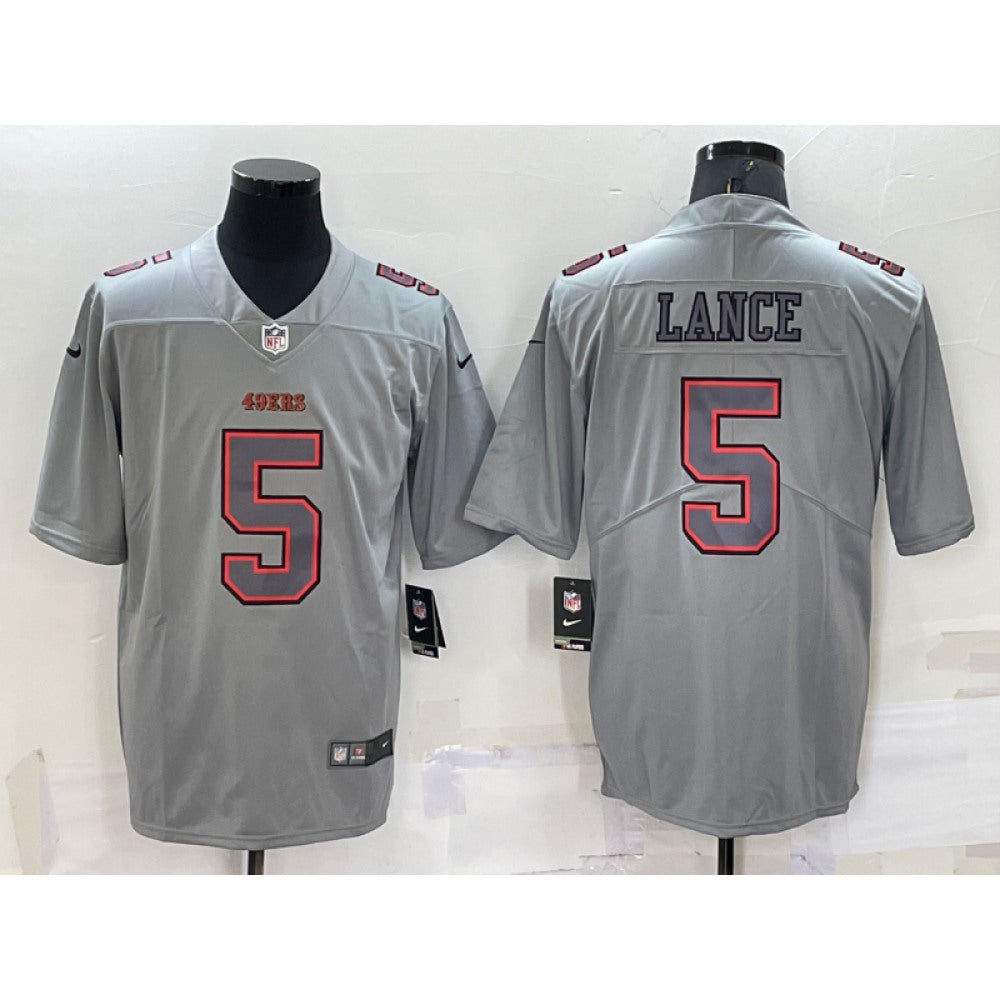 Men's San Francisco 49ers #5 Trey Lance Grey Atmosphere Fashion Stitched Jersey 