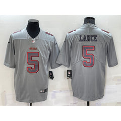 Men's San Francisco 49ers #5 Trey Lance Grey Atmosphere Fashion Stitched Jersey 