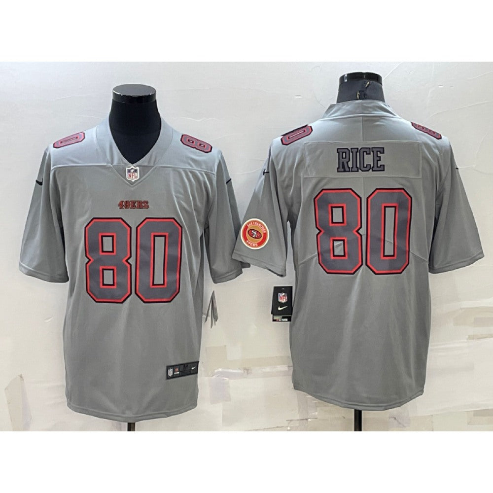 Men's San Francisco 49ers #80 Jerry Rice Grey With Patch Atmosphere Fashion Stitched Jersey 