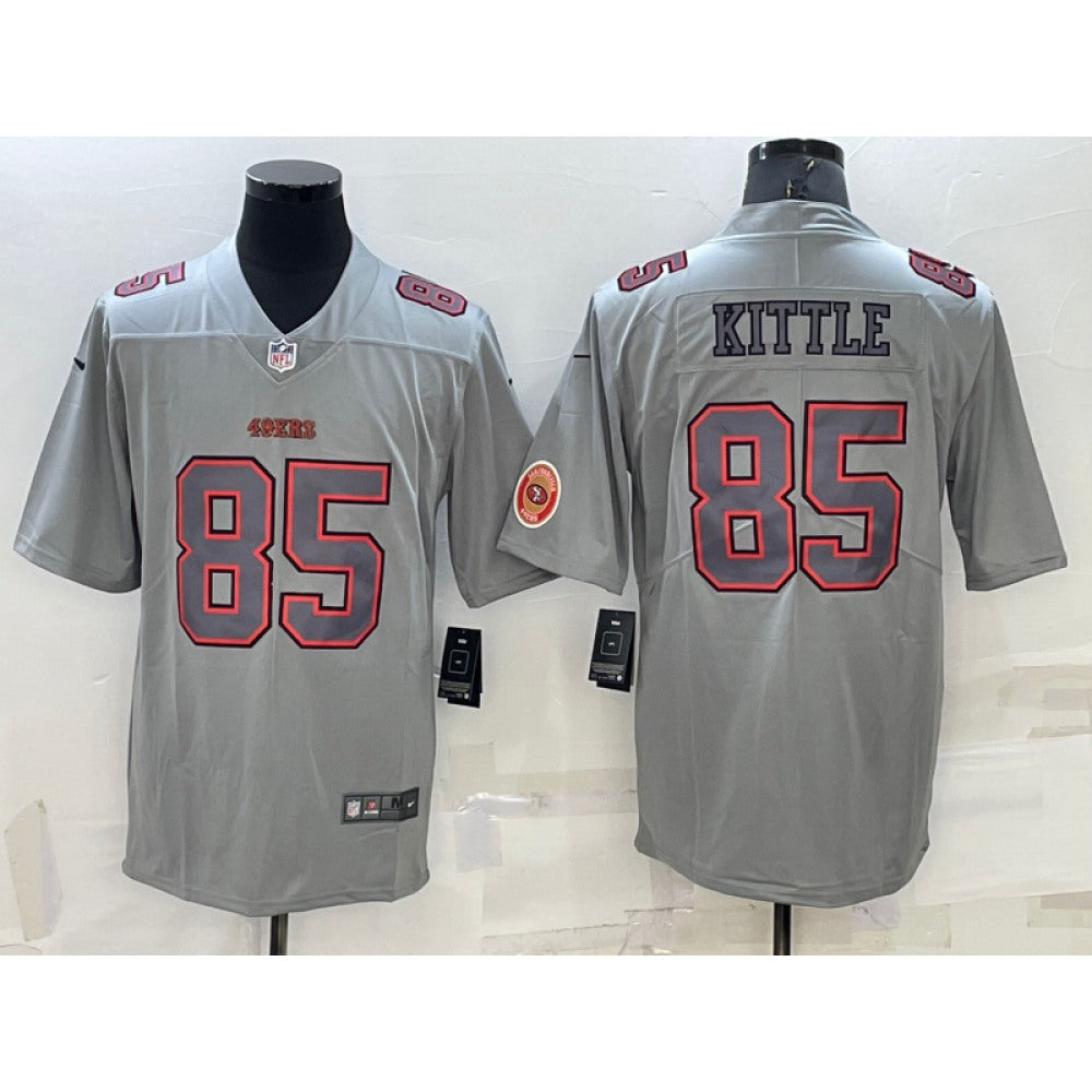 Men's San Francisco 49ers #85 George Kittle Grey With Patch Atmosphere Fashion Stitched Jersey 