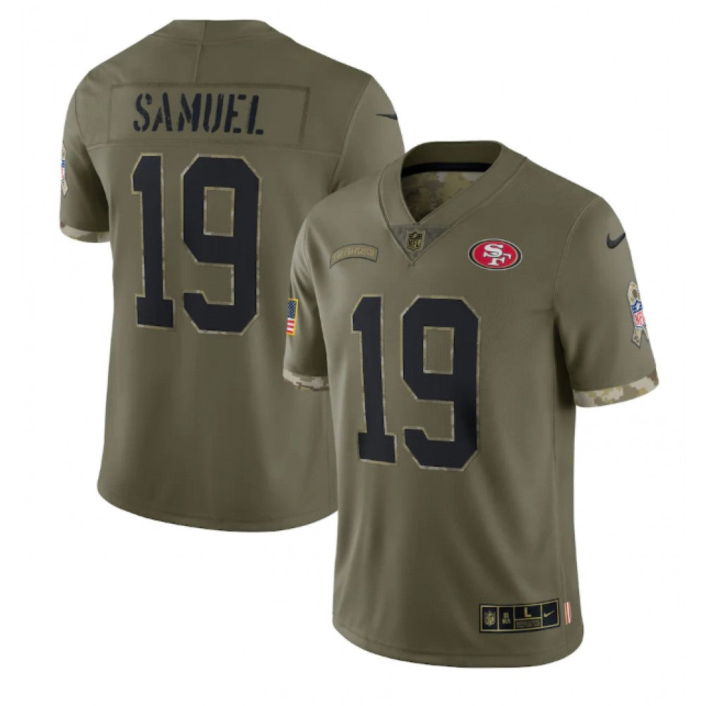 Men's San Francisco 49ers #19 Deebo Samuel Olive 2022 Salute To Service Limited Stitched Jersey 