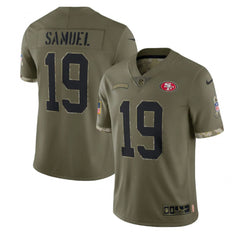 Men's San Francisco 49ers #19 Deebo Samuel Olive 2022 Salute To Service Limited Stitched Jersey 