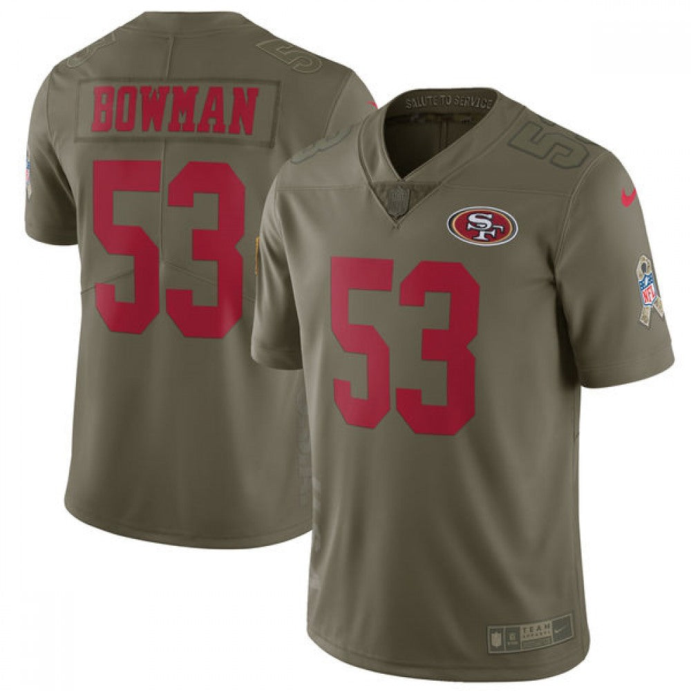Men's San Francisco 49ers #53 NaVorro Bowman Olive Salute To Service Limited Stitched NFL Jersey 