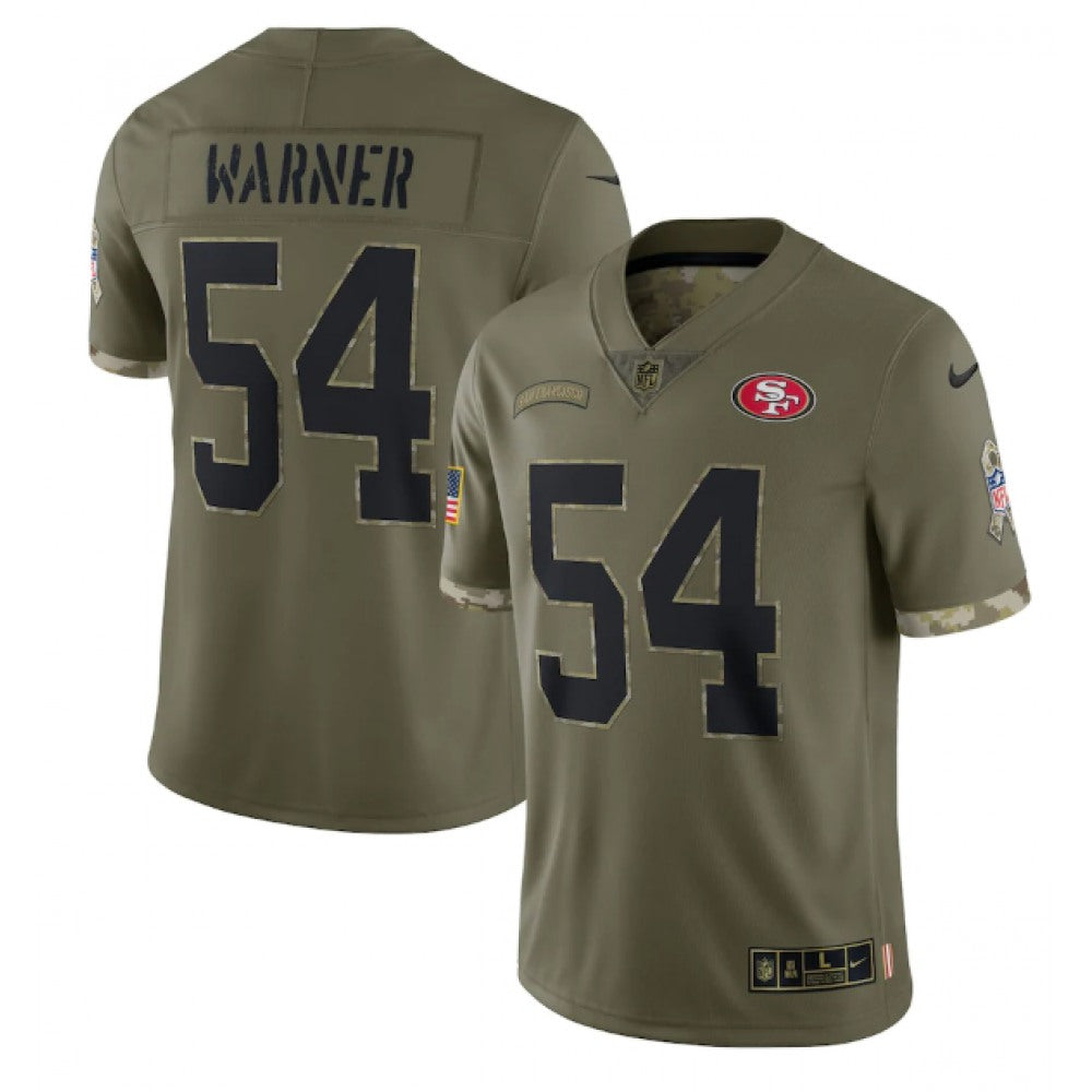 Men's San Francisco 49ers #54 Fred Warner Olive 2022 Salute To Service Limited Stitched Jersey 