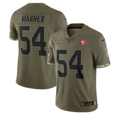 Men's San Francisco 49ers #54 Fred Warner Olive 2022 Salute To Service Limited Stitched Jersey 