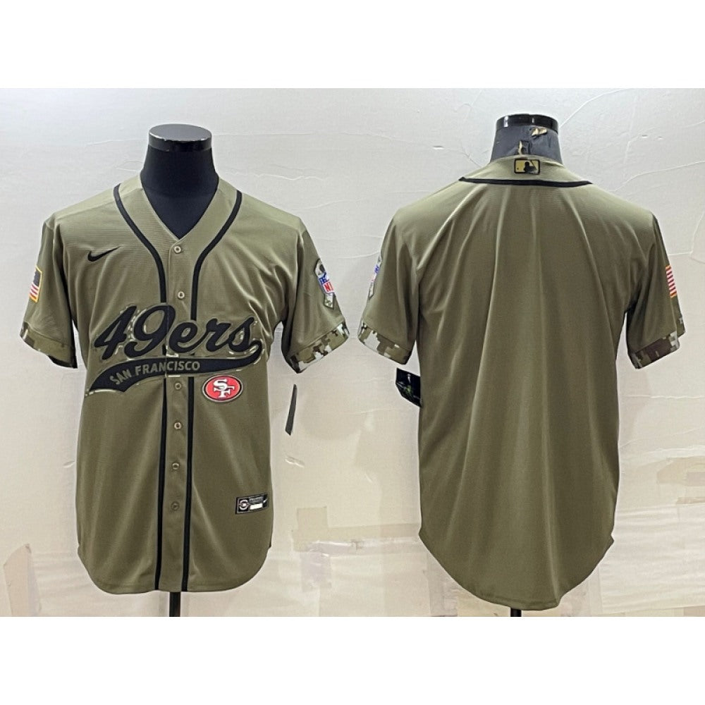 Men's San Francisco 49ers Blank Olive Salute to Service Cool Base Stitched Baseball Jersey 