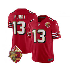 Men's San Francisco 49ers #13 Brock Purdy Red 2023 F.U.S.E. 50th Patch Vapor Limited Stitched Football Jersey 