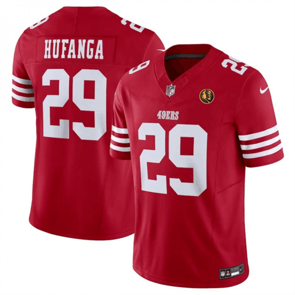 Men's San Francisco 49ers #29 Talanoa Hufanga Red 2023 F.U.S.E. With John Madden Patch Vapor Limited Stitched Football Jersey 