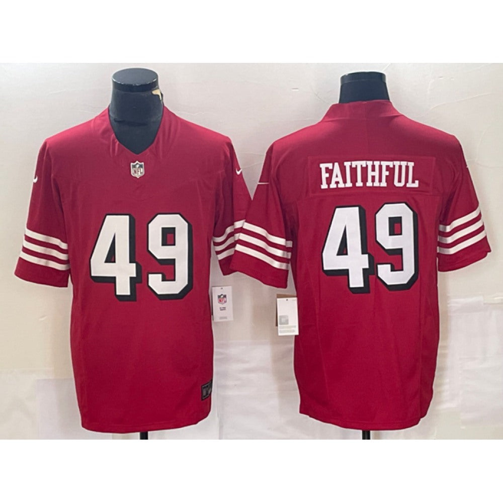 Men's San Francisco 49ers #49 Faithful New Red 2023 F.U.S.E. Vapor Untouchable Limited Stitched Football Jersey 