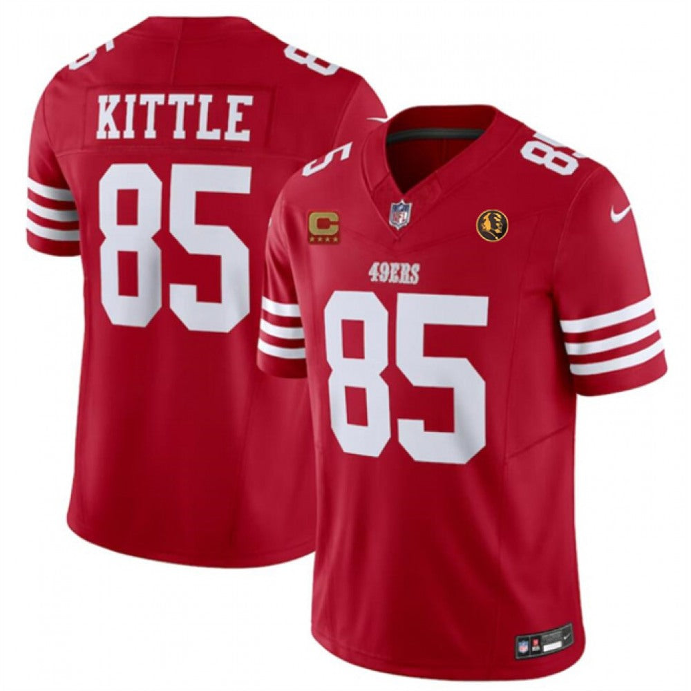 Men's San Francisco 49ers #85 George Kittle Red 2023 F.U.S.E. With 4-star C Ptach AndJohn Madden Patch Vapor Limited Stitched Football Jersey 