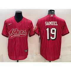 Men's San Francisco 49ers #19 Deebo Samuel Red With Patch Cool Base Stitched Baseball Jersey 