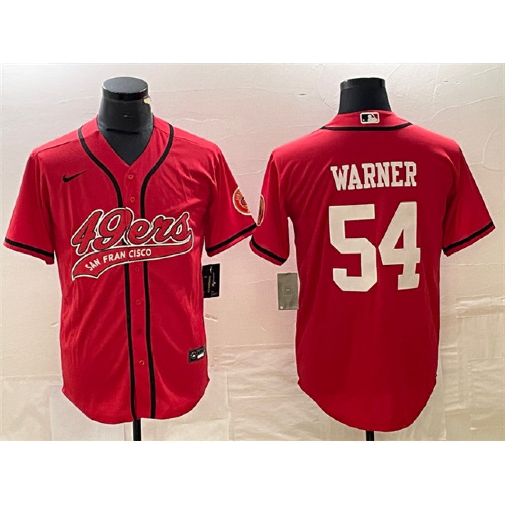 Men's San Francisco 49ers #54 Fred Warner Red Cool Base Stitched Baseball Jersey 