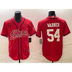 Men's San Francisco 49ers #54 Fred Warner Red Cool Base Stitched Baseball Jersey 