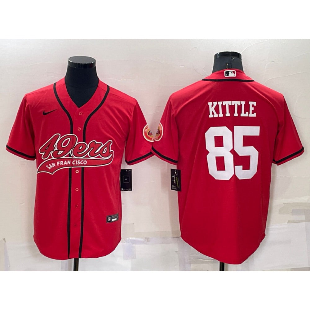 Men's San Francisco 49ers #85 George Kittle Red Cool Base Stitched Baseball Jersey 