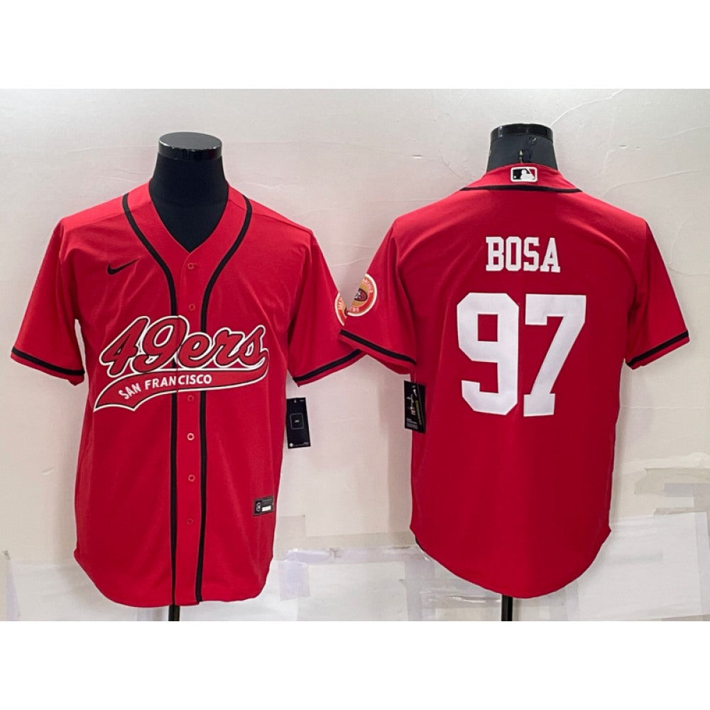 Men's San Francisco 49ers #97 Nick Bosa Red Cool Base Stitched Baseball Jersey 