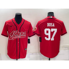 Men's San Francisco 49ers #97 Nick Bosa Red Cool Base Stitched Baseball Jersey 