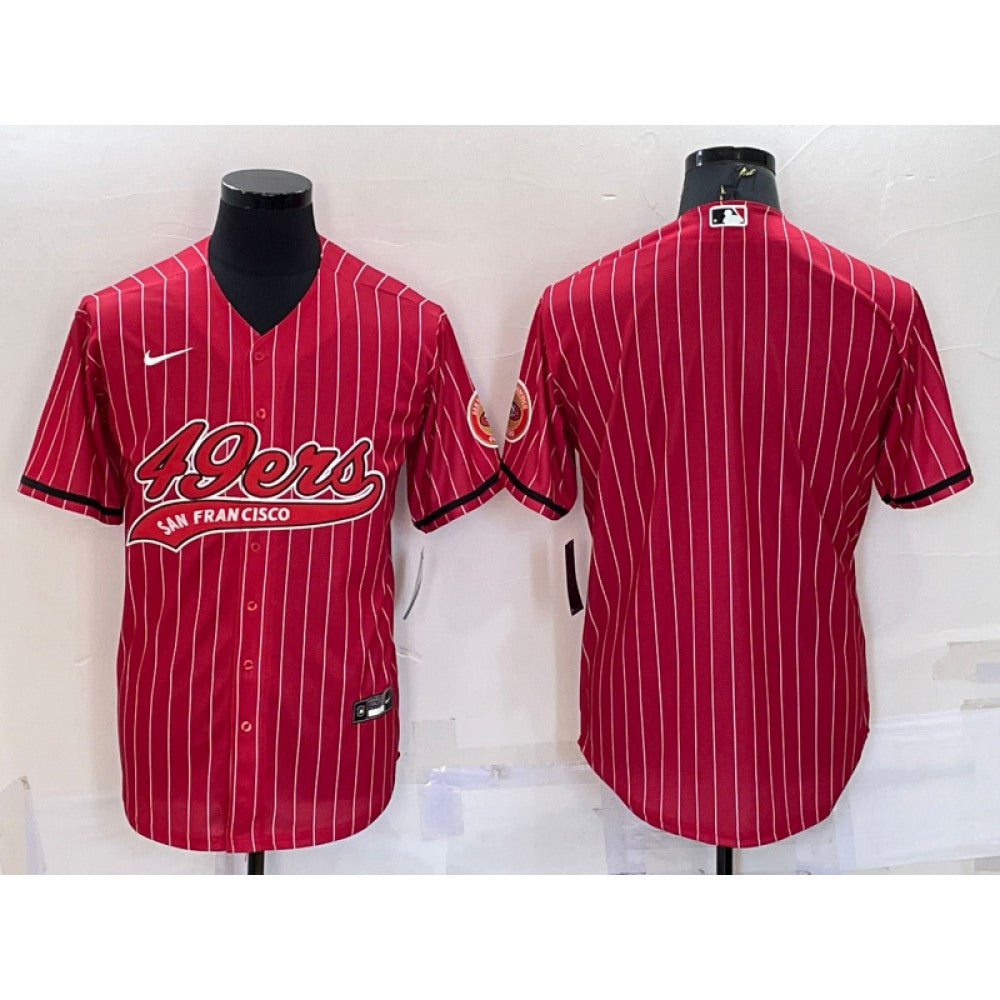 Men's San Francisco 49ers Blank Red With Patch Cool Base Stitched Baseball Jersey 