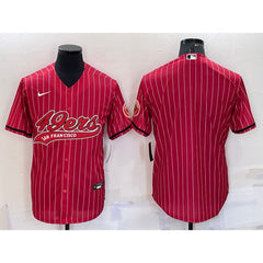 Men's San Francisco 49ers Blank Red With Patch Cool Base Stitched Baseball Jersey 
