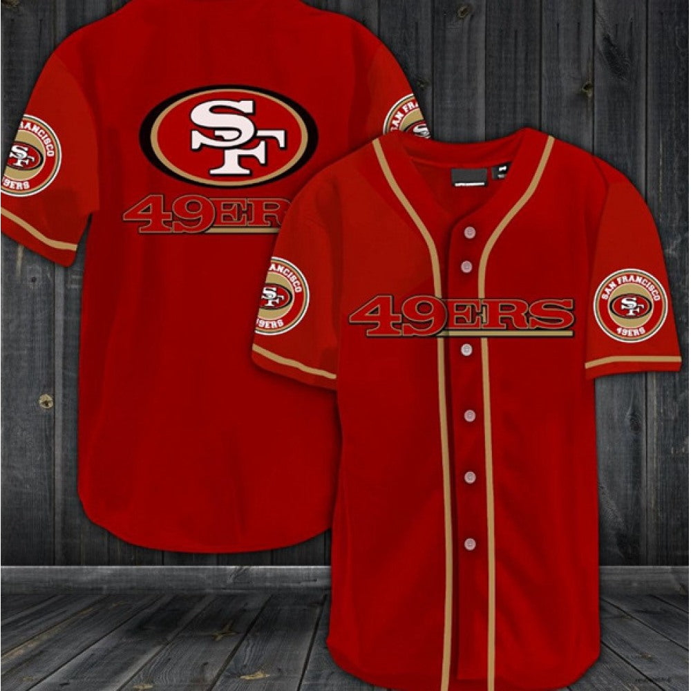 Men's San Francisco 49ers Red Baseball Stitched Jersey Shirt 