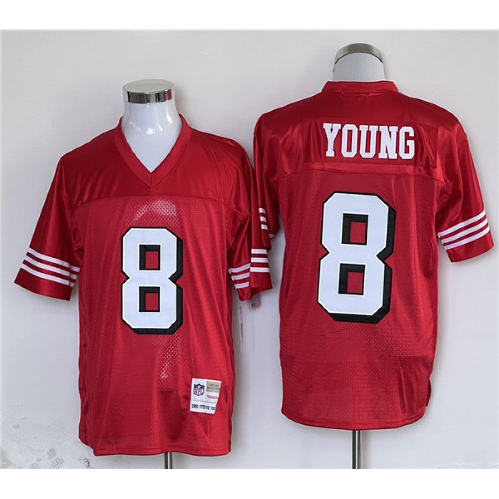 Men's San Francisco 49ers #8 Steve Young Red Stitched Football Jersey 